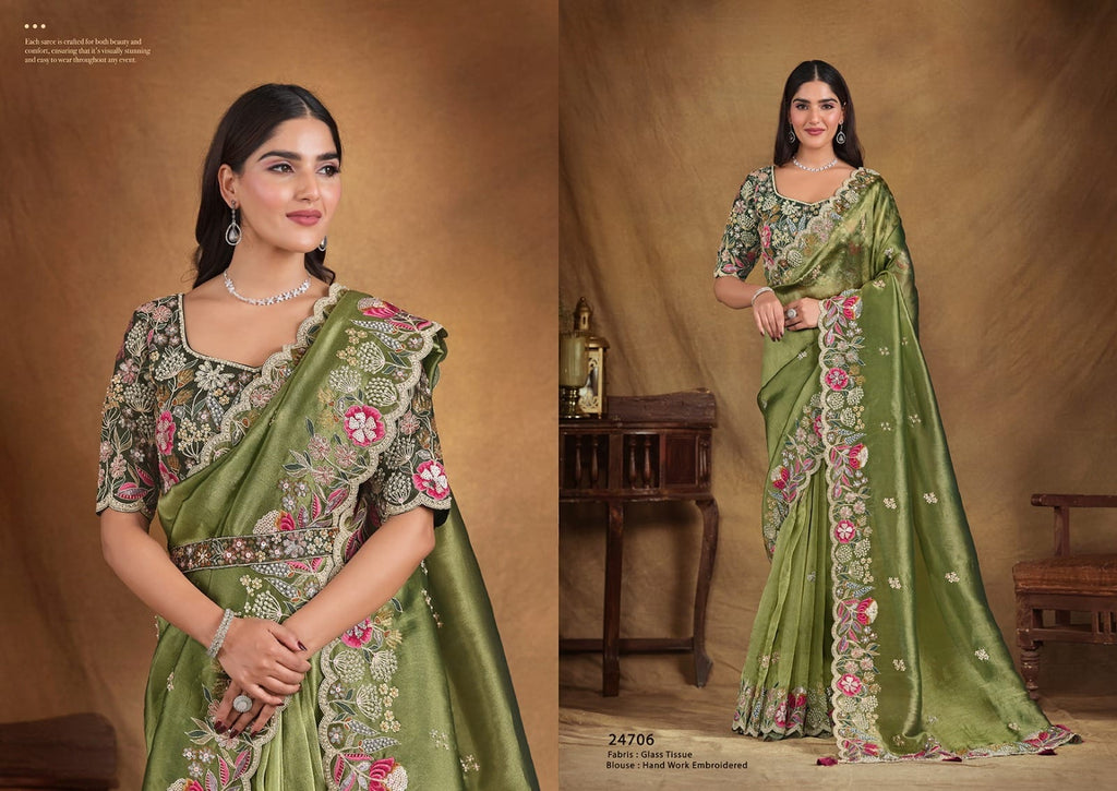 Mahotsav Regal Olive Crush Silk Embroidered Saree Set